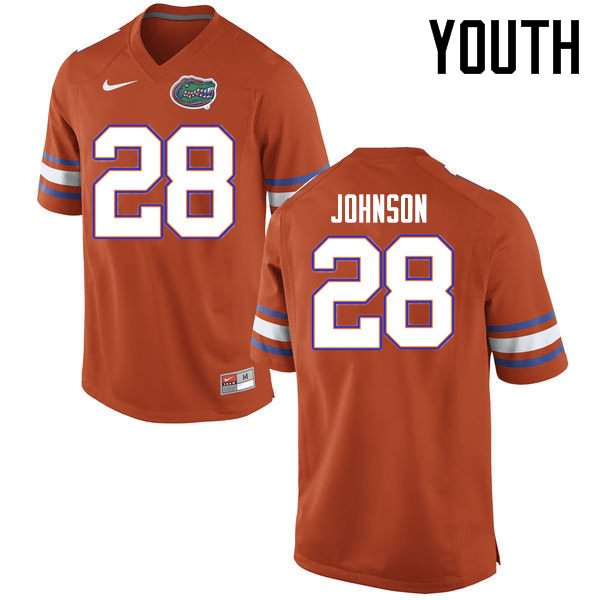 NCAA Florida Gators Kylan Johnson Youth #28 Nike Orange Stitched Authentic College Football Jersey VTG4064MZ